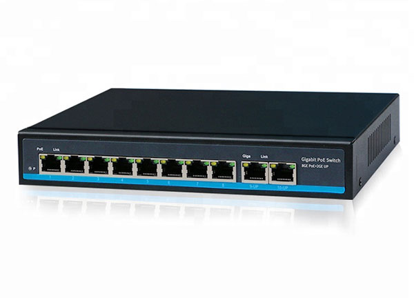 Alta calidad 8 puertos Gigabit CTV red Ethernet PoE Switch 48V 10M100M 1000M