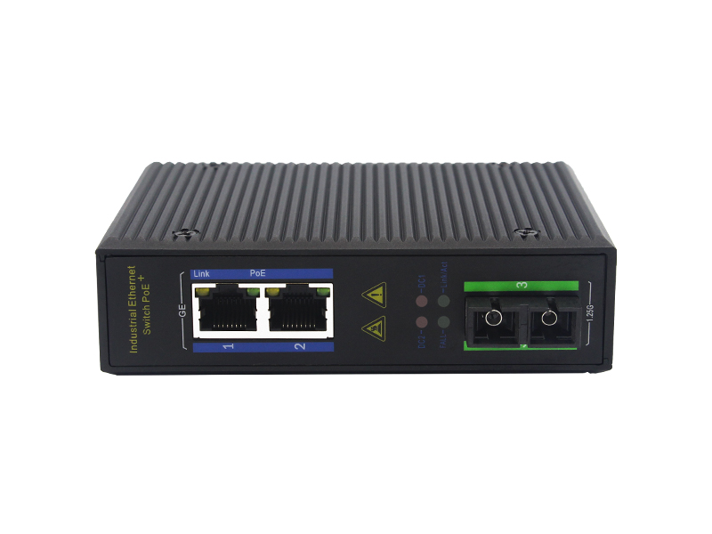 10/100/1000M RJ45 2 puertos puerto óptico no gestionado industrial PoE Ethernet Switch para centro de datos