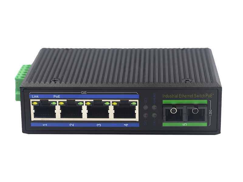 WIFI de 1 Gigabit puerto óptico 4 RJ45 puertos Gigabit PoE no gestionado Industrial PoE, interruptor de Ethernet,