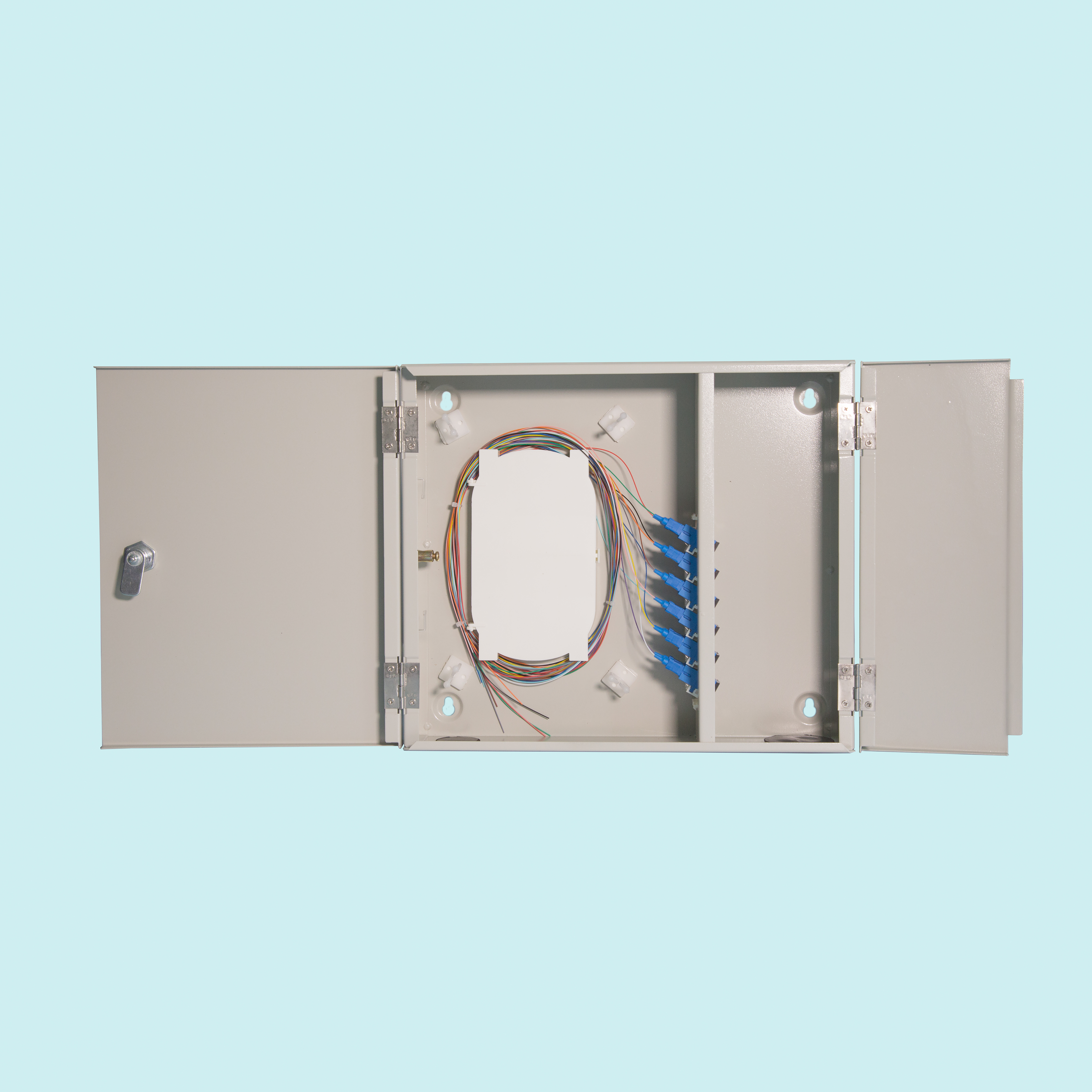 WMC05 puertas duales montaje de pared caja de fibra SC 12 puertos SM | MM fibras ópticas