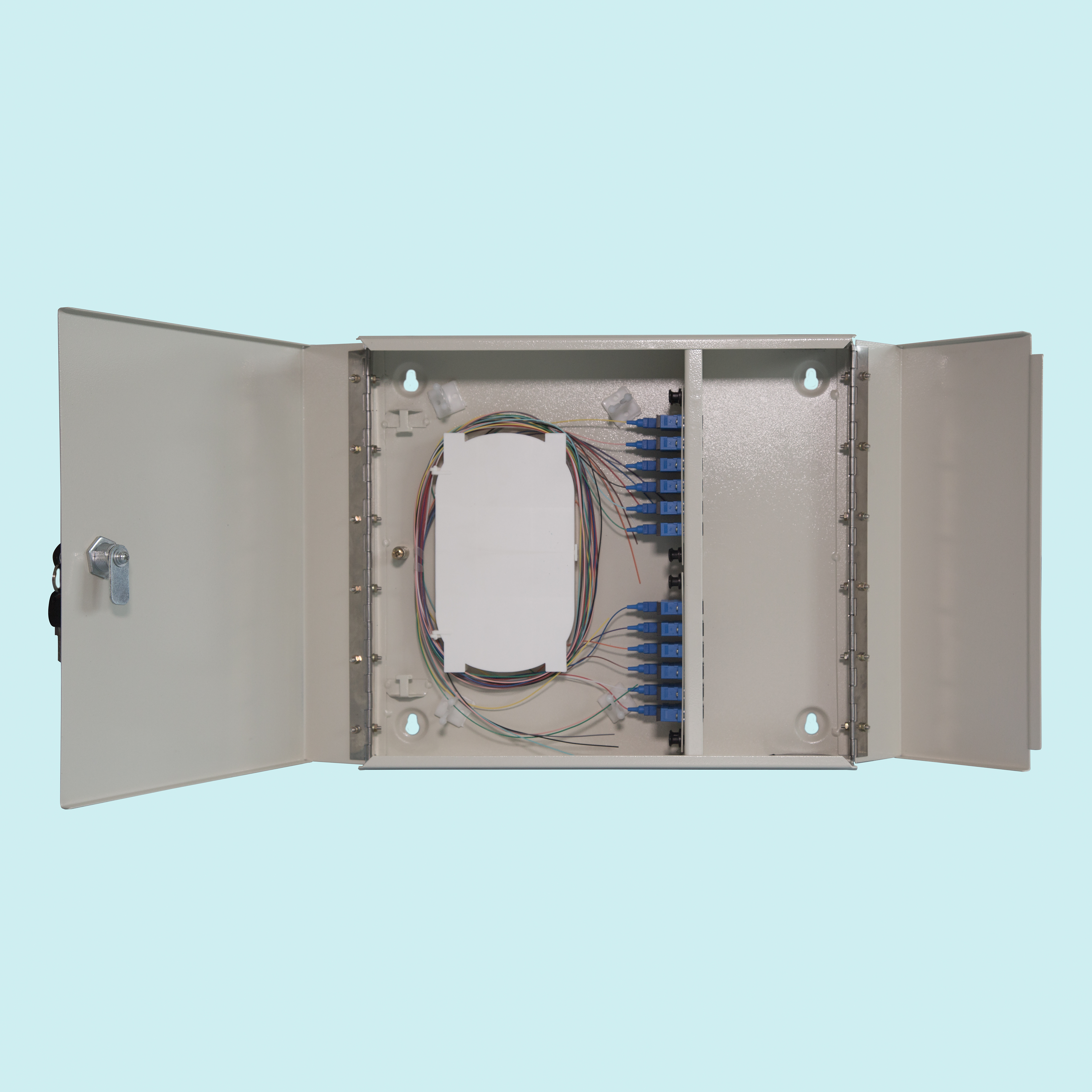 Puertas duales montaje en pared caja de fibra 24 puertos monomodo SC fibra óptica Pigtail | Adaptador