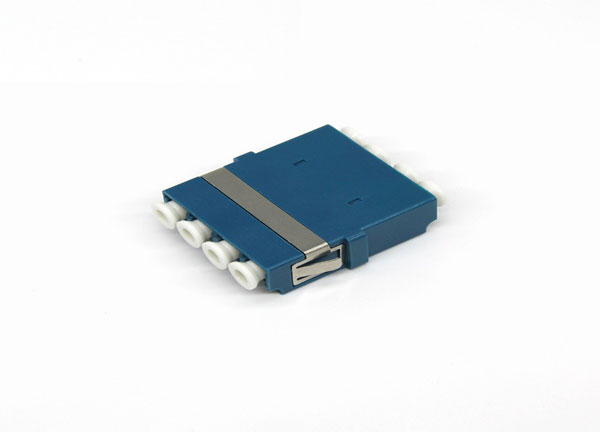 Acoplador adaptador de fibra óptica LC-LC Quad con oreja corta azul