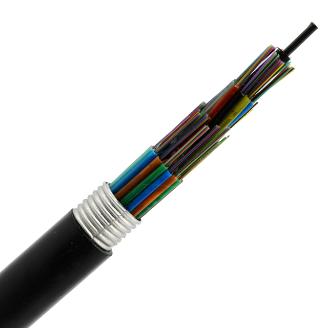 Cable subterráneo de fibra óptica GYTA SM G652D trenzado Cable de tubo suelto blindado 24 núcleos PE chaqueta
