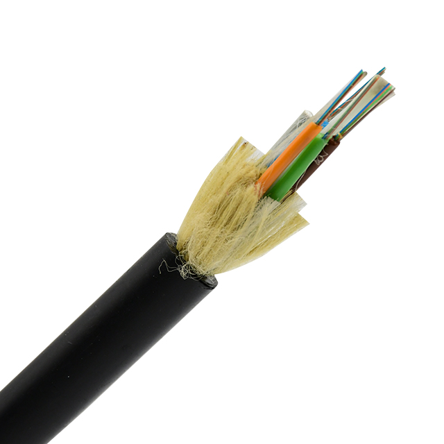 Cable de fibra óptica funda única ADSS Span 100m tubo suelto trenzado 24 núcleos SM