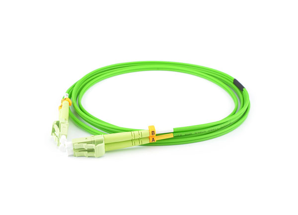 Cable de conexión de fibra óptica LC a LC Cable de puente dúplex multimodo OM5 verde 1m