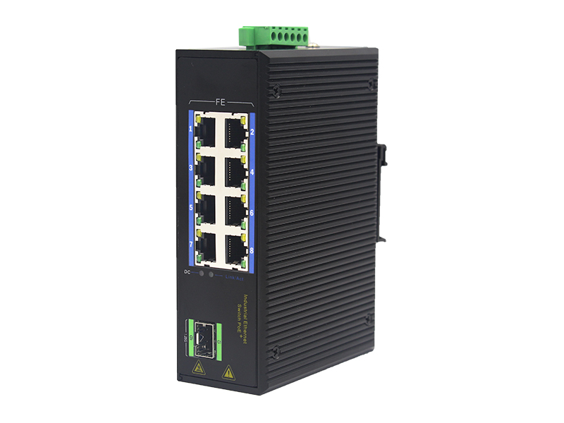 Interruptor Ethernet Industrial PoE Gigabit con 1 puerto de fibra SFP y 8 puertos eléctricos de alto rendimiento China