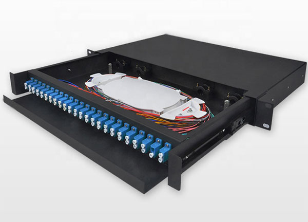 Panel de parche deslizante de fibra óptica con 12 puertos 24 puertos adaptador desmontable placa frontal