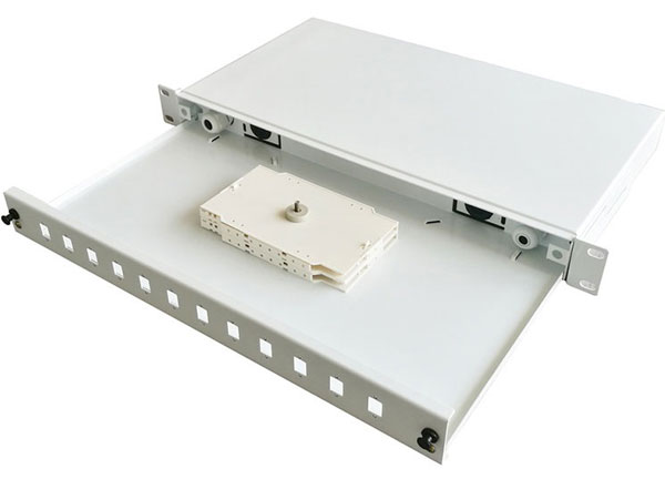 Montaje en Rack 1U caja de empalme fibra óptica parche Panel SC 12 núcleos estante Color blanco