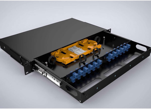 Caja de cajón deslizante de fibra óptica montada en estante 24 puertos SC UPC Simplex adaptador Pigtails
