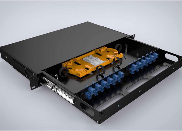 Caja de cajón deslizante de fibra óptica montada en estante 1U con coletas ST Adatper