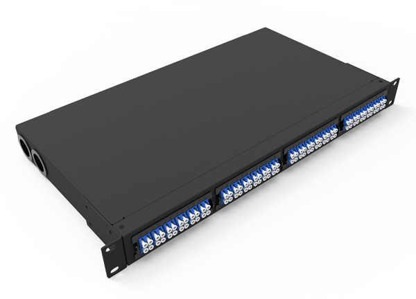 1U Rack de montaje de fibra óptica MTP MPO parche Panel 4 módulo MTP a 6 x LC dúplex